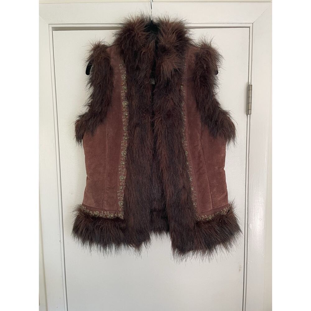 Live a Little Brown Faux Fur Trim Suede Vest